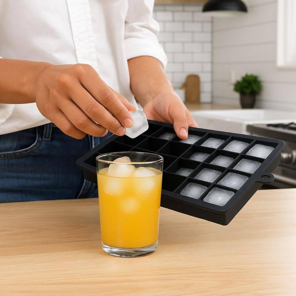 Forma De Gelo Silicone 24 Cubos 19,5x12,5x3cm Preto Weck Ret