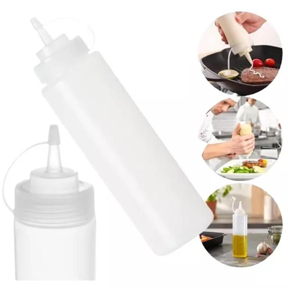 Kit 12 Bisnagas Graduadas Flexíveis 800ml Mixologista Caldas Drinks Transparente