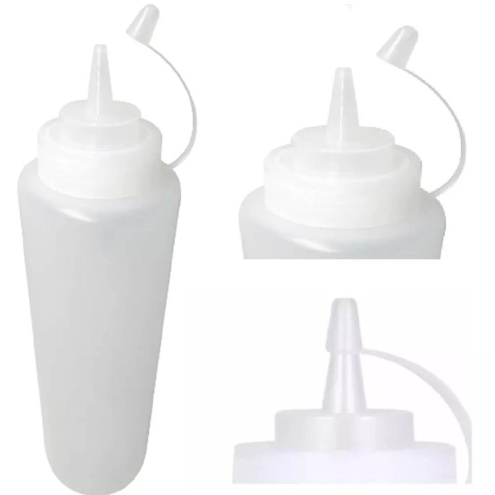 Kit 12 Bisnagas Plásticas Graduadas Weck 1L Flexíveis Molhos Maionese Ketchup Profissional