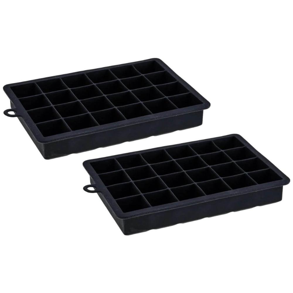 Kit 2 Formas De Gelo Silicone 24 Cubos 19,5x12,5x3cm Preto Weck Retangular Maleável Refrigeradores
