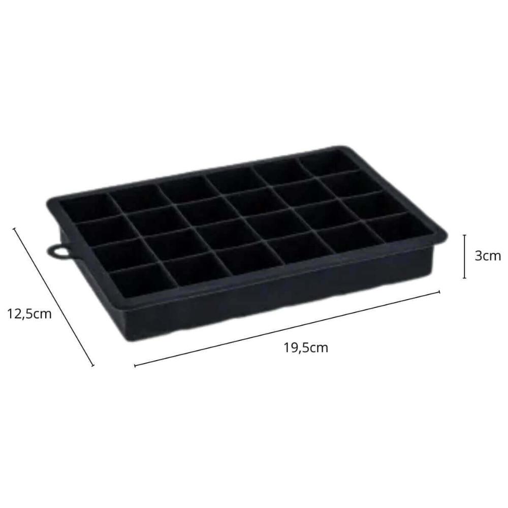 Kit 2 Formas De Gelo Silicone 24 Cubos 19,5x12,5x3cm Preto Weck Retangular Maleável Refrigeradores
