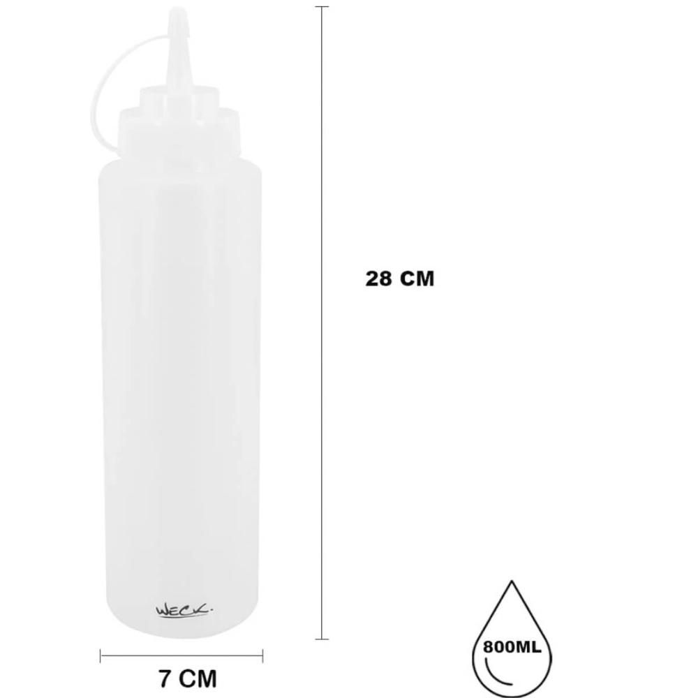 Kit 24 Bisnagas Graduada Weck 800ml Bartender Molhos Cozinha Profissional