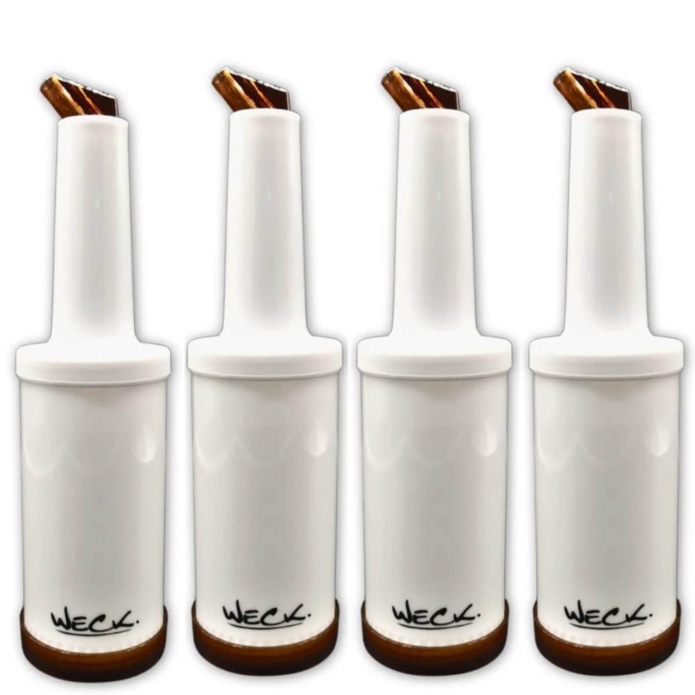 Kit 4 Garrafa Plástica Store'n Pour 1L  Marrom Weck Coquetelaria Bar Destilados