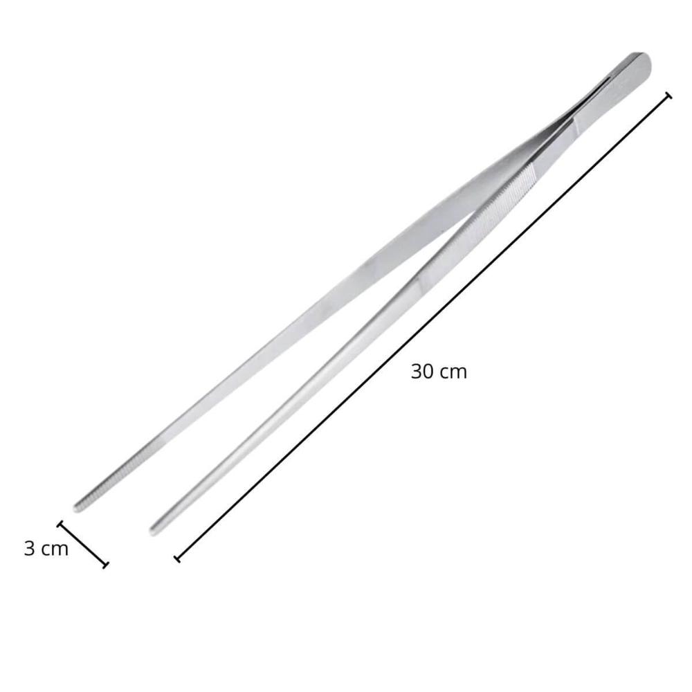 Pinça Culinária Profissional com Serrilha Reta 30cm Inox Weck Chef Gastronomia Cozinha