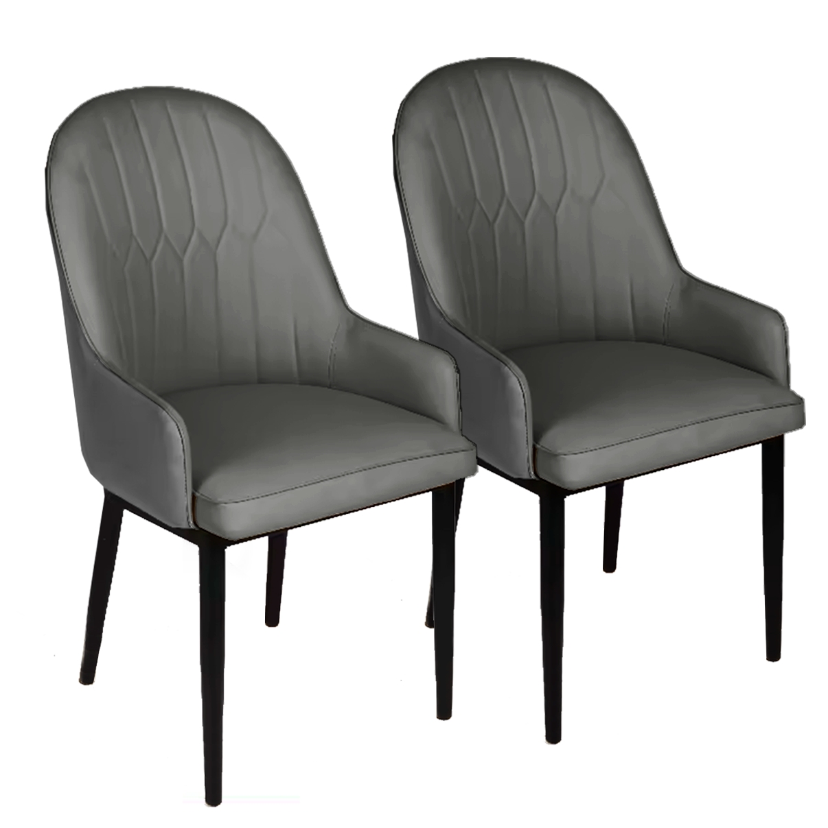 2 Cadeira De Jantar Dinner Confortavel Moderna Ergonomica Apoio De Braços Sala Jantar Cozinha Restaurante Escritorio Assento Encosto Confortável Com Estofamento Revestido Em Couro Sintético Cor: Cinza
