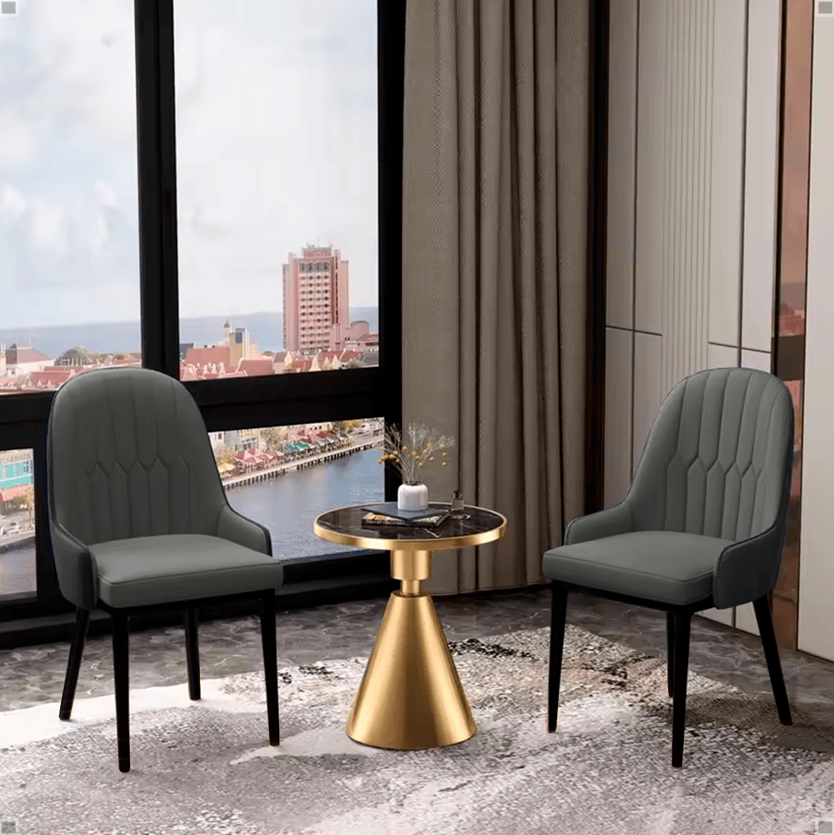 2 Cadeira De Jantar Dinner Confortavel Moderna Ergonomica Apoio De Braços Sala Jantar Cozinha Restaurante Escritorio Assento Encosto Confortável Com Estofamento Revestido Em Couro Sintético Cor: Cinza