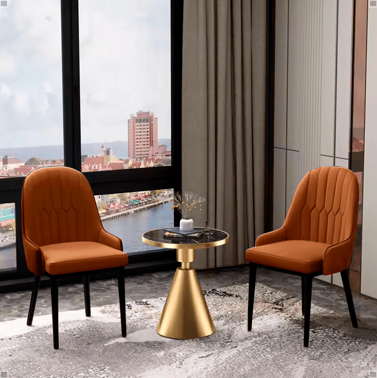 2 Cadeira De Jantar Dinner Confortavel Moderna Ergonomica Apoio De Braços Sala Jantar Cozinha Restaurante Escritorio Assento Encosto Confortável Com Estofamento Revestido Em Couro Sintético Cor: Marrom