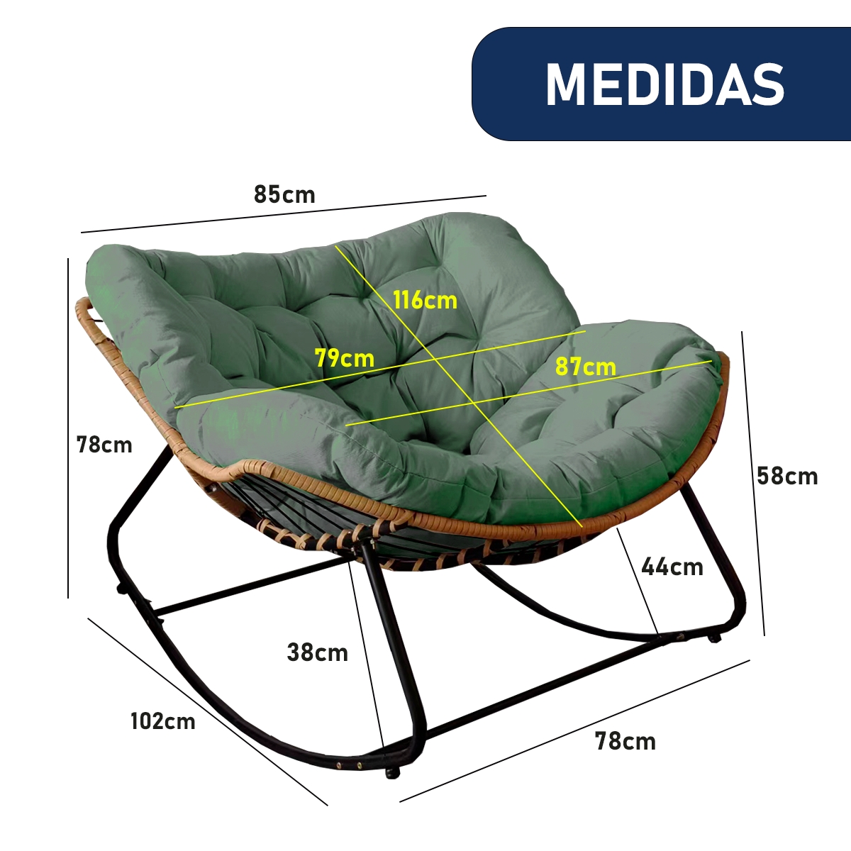 Cadeira De Balanço Nut Chair White Arrow Sofá Espreguiçadeira Poltrona Sala Verde