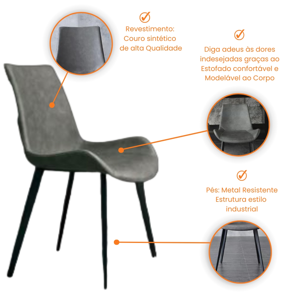 Cadeira de Jantar Basic White Arrow Cor: Cinza