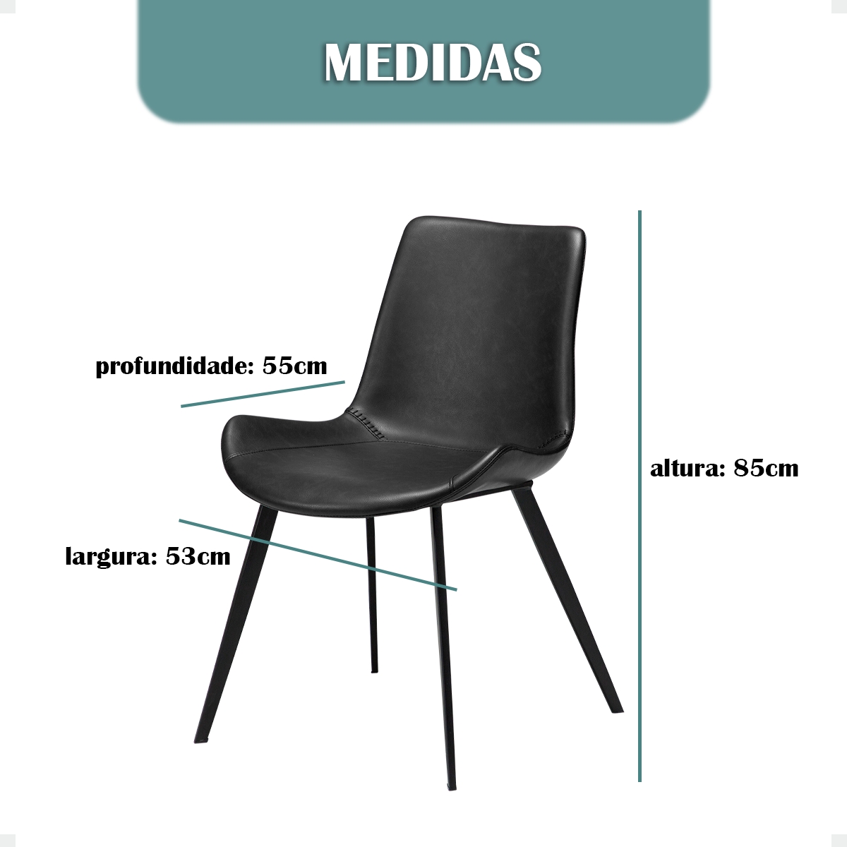 Cadeira de Jantar Basic White Arrow Cor: Preta