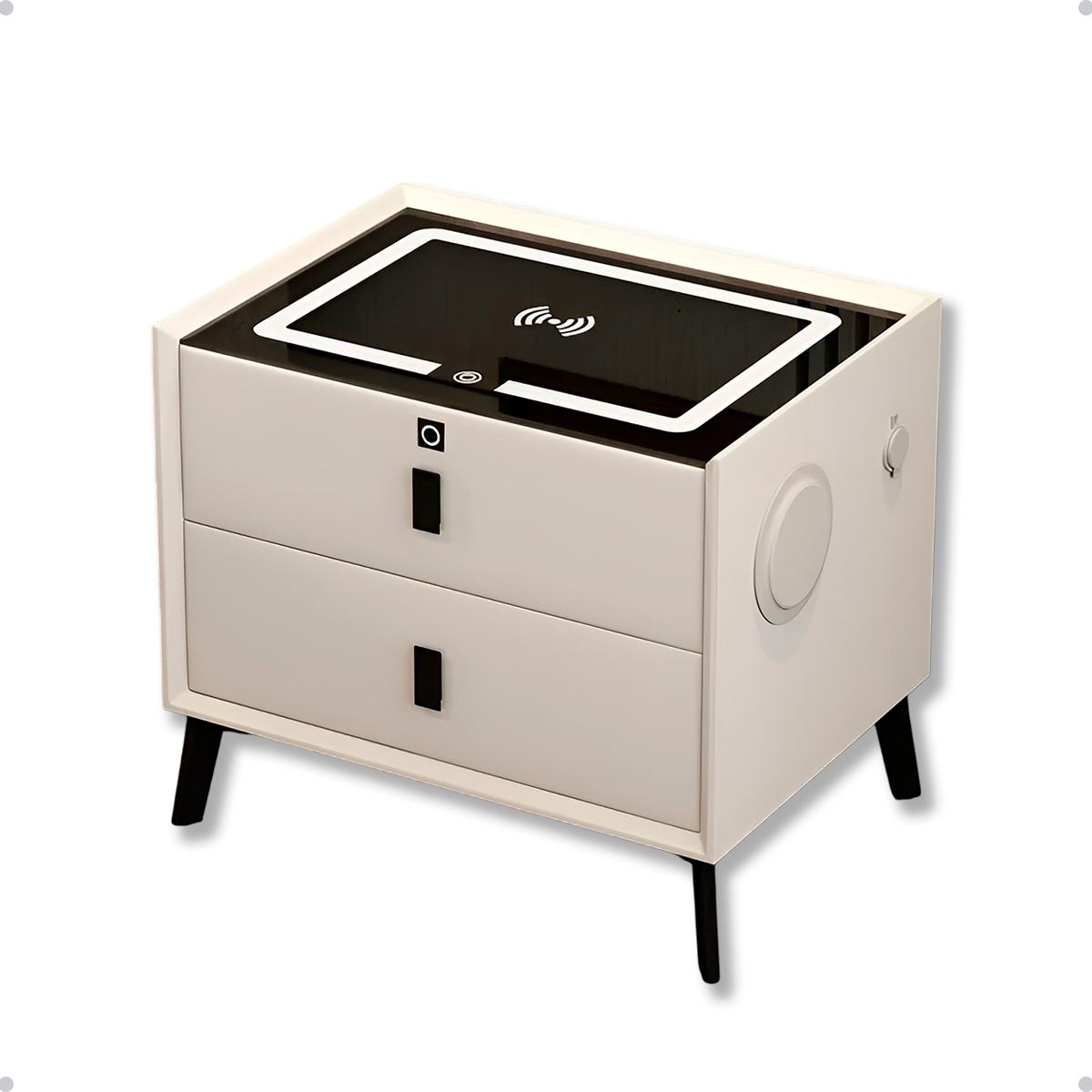 Mesa de Cabeceira Inteligente Branca Com Digital White Arrow