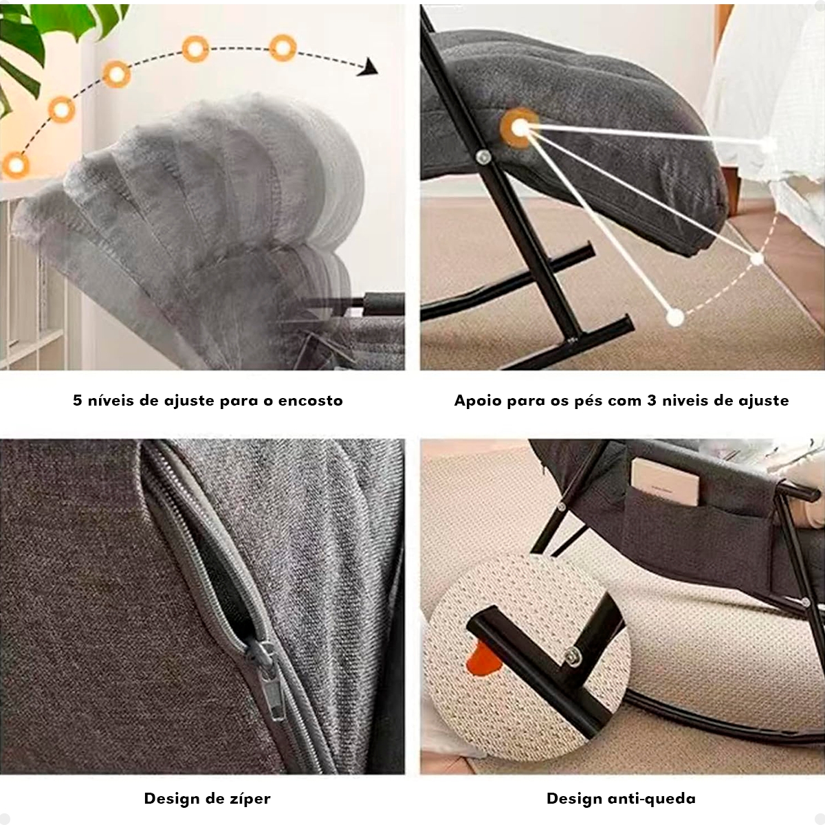 Poltrona de Balanço Lazy Cinza