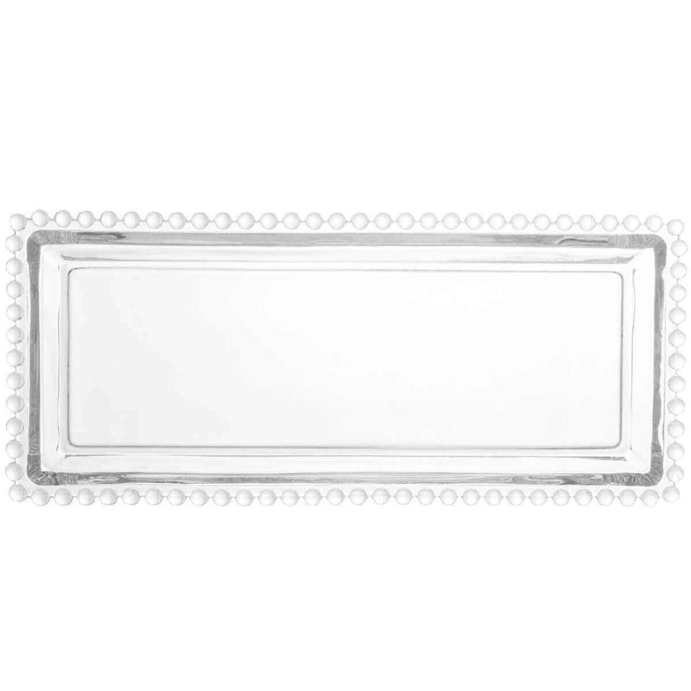 12 Travessas Cristal Wolff Pearl 30x13x3cm Retangulares Bandeja Decorativa para Servir