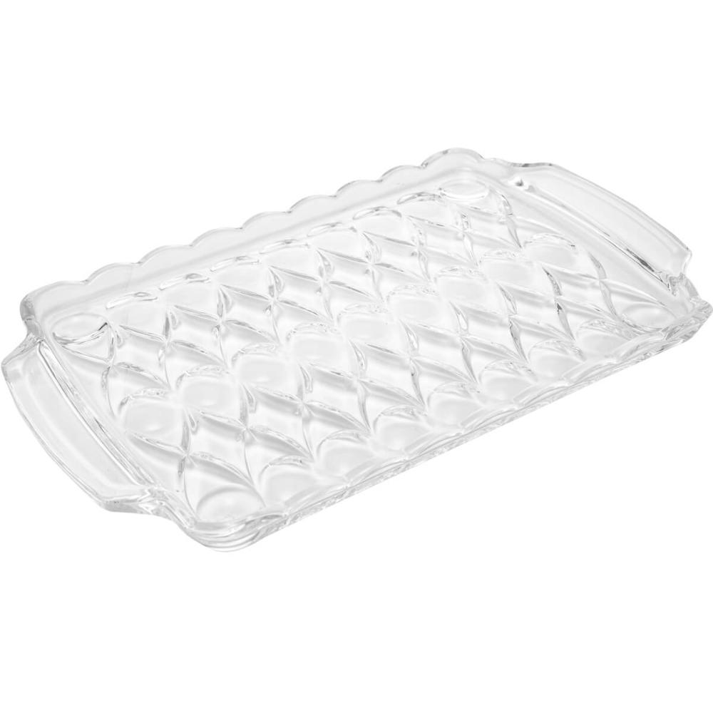 2 Bandejas Cristal 35x21cm Wolff Angel com Alças Servir Decorar Retangular