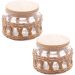 2 Potes Herméticos Vidro Sisal com Tampa Madeira 350ml Wolff para Mantimentos