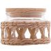 2 Potes Herméticos Vidro Sisal com Tampa Madeira 350ml Wolff para Mantimentos