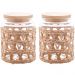 2 Potes Herméticos Vidro com Sisal Tampa Madeira Wolff 750ml