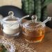 24 Potes para Açúcar 200ml Wolff Vidro Cristal Açucareiros Colher para Servir Restaurantes Hotéis