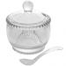 24 Potes para Açúcar 200ml Wolff Vidro Cristal Açucareiros Colher para Servir Restaurantes Hotéis