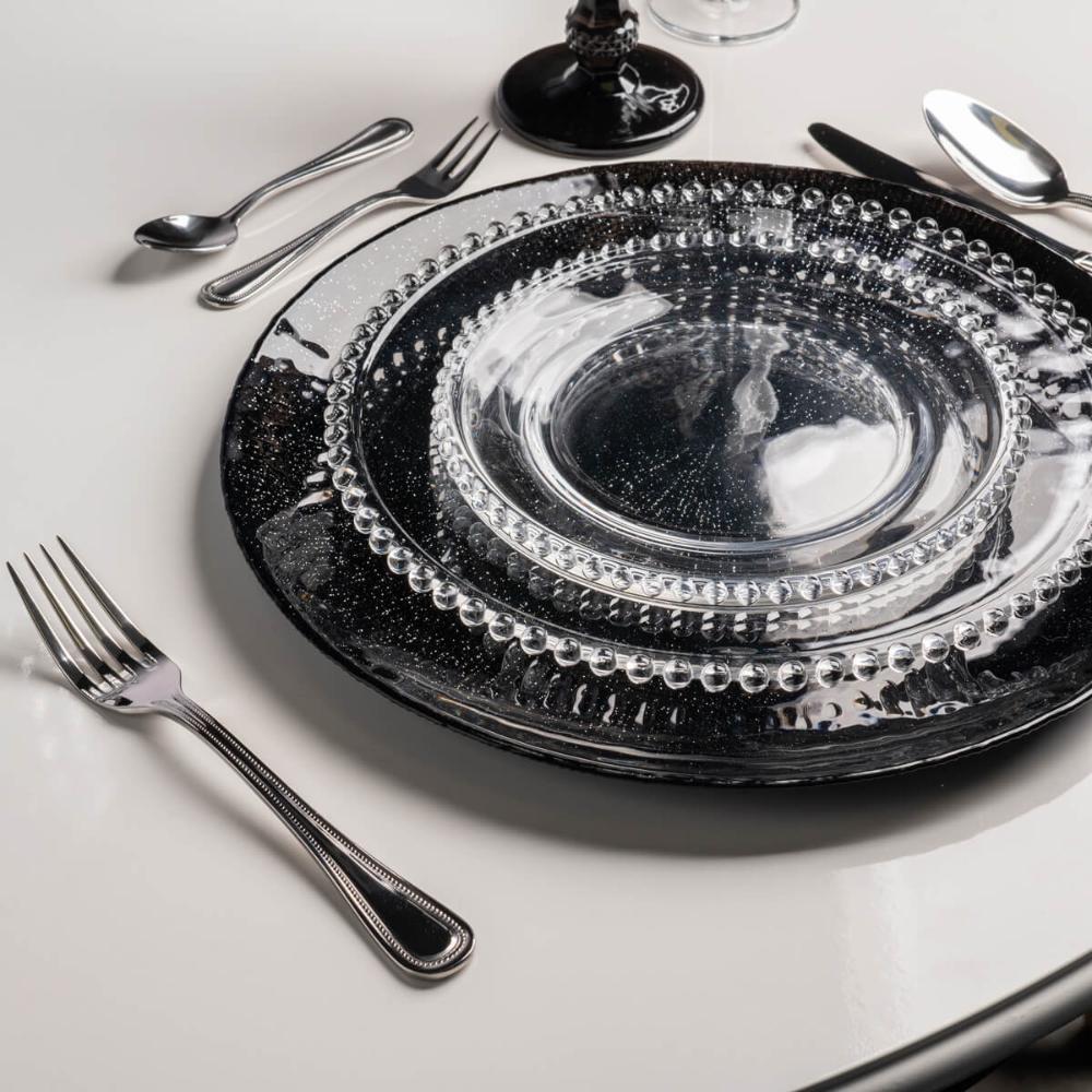 4 Pratos Sobremesa 20cm e 4 Sousplat 32cm Cristal Linha Pearl Wolff para Servir