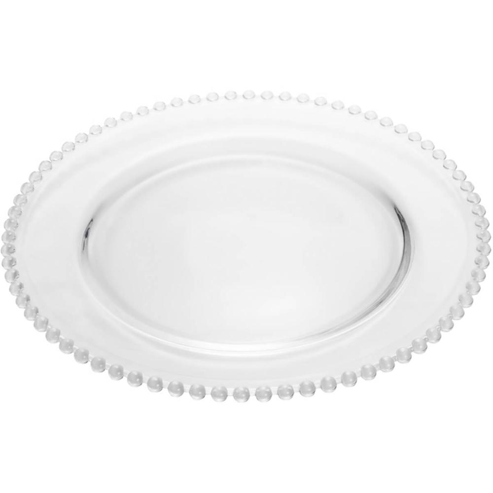 4 Pratos Sobremesa 20cm e 4 Sousplat 32cm Cristal Linha Pearl Wolff para Servir