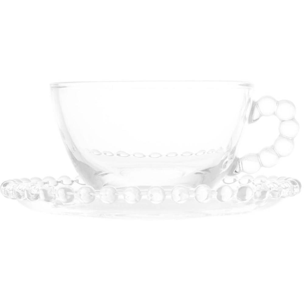 4 Xícaras de Chá Pires 180ml Travessa 30x15cm Prato 2 Andares para Doces Mesa Posta Coffee Break