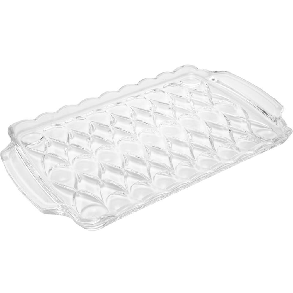 5 Bandejas Cristal Festas Buffet com Alça 35x21x3cm Wolff Travessa Angel Servir Decorar
