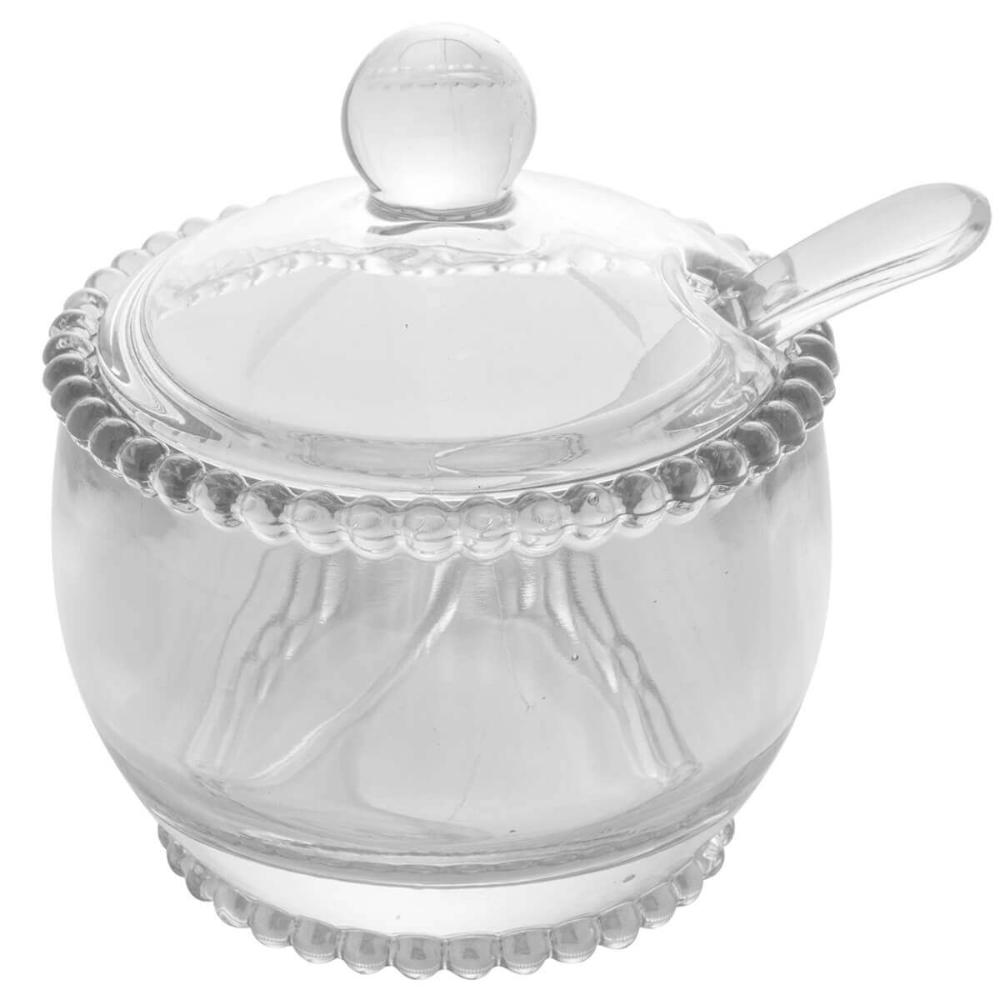 Açucareiro Wolff Pearl de Cristal com Colher 200ml Porta Açú