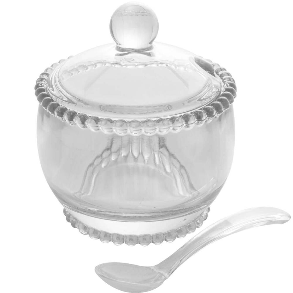Açucareiro Wolff Pearl de Cristal com Colher 200ml Porta Açú