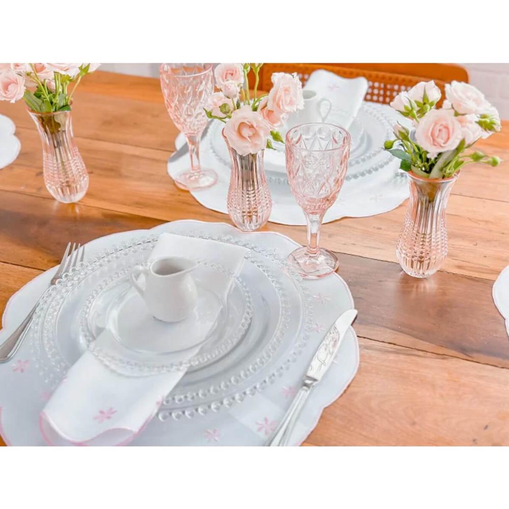 Aparelho de Jantar 12 Peças Pearl Wolff Cristal para Servir Mesa Posta Transparente