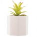 Cachepot de Cimento com Suculenta Artificial Branco 10x14cm