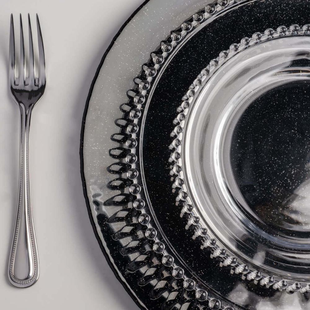 Conjunto 4 Pratos Rasos de Jantar em Cristal Wolff Pearl 28c
