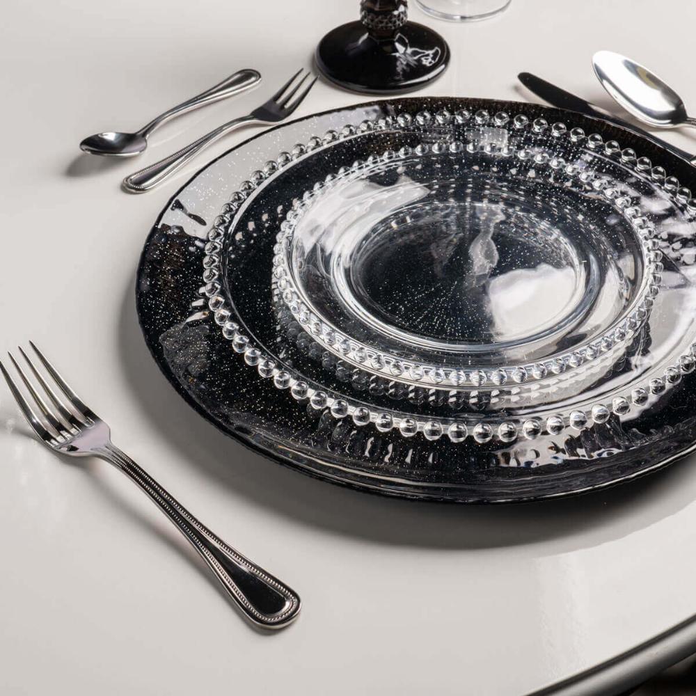 Conjunto 4 Pratos Rasos de Jantar em Cristal Wolff Pearl 28c