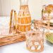Conjunto 8 Copos Baixos de Vidro Wolff com Sisal 320ml Decorados Fibra Natural Rústicos