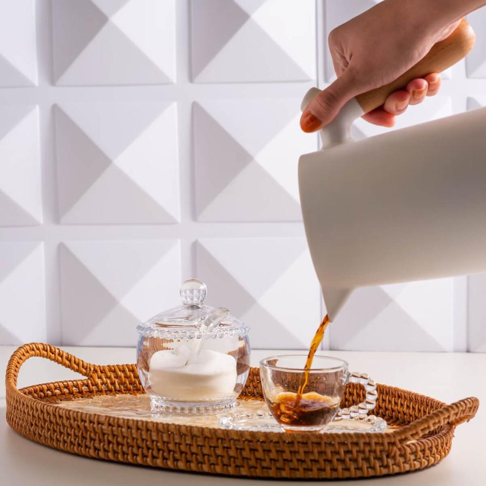 Jogo 4 Xícaras de Chá com Pires Café 180ml Cristal Wolff Pea