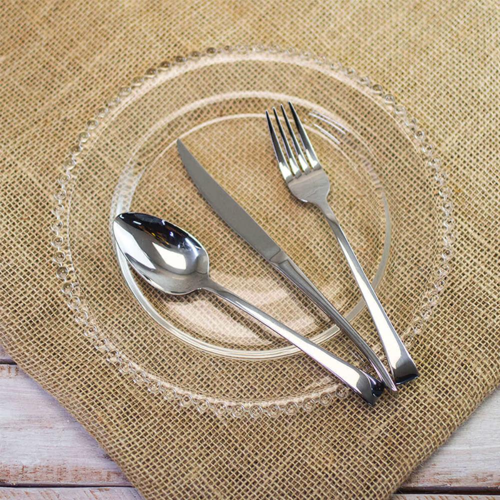 Jogo de Pratos Rasos 28cm de Cristal 20 peças Linha Pearl Wolff para Mesa Posta Restaurantes