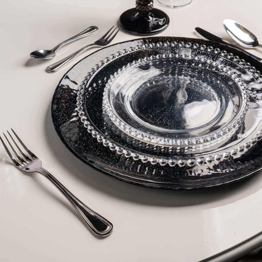 Jogo de Pratos Rasos 28cm de Cristal 20 peças Linha Pearl Wolff para Mesa Posta Restaurantes