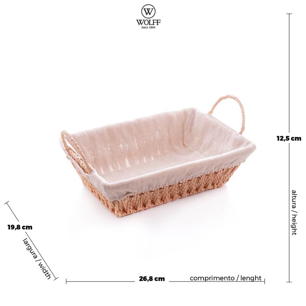 Kit 10 Cestas de Papel para Restaurantes Padarias 29x19x12cm Forro Tecido Alça Wolff