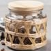 Kit 10 Potes Herméticos de Vidro 520ml Sisal Tampa Madeira Porta Mantimentos Wolff 