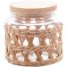 Kit 10 Potes Herméticos de Vidro 520ml Sisal Tampa Madeira Porta Mantimentos Wolff 
