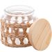Kit 10 Potes Herméticos de Vidro 520ml Sisal Tampa Madeira Porta Mantimentos Wolff 