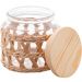 Kit 2 Potes Herméticos de Vidro 520ml Sisal Tampa Madeira Po