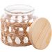Kit 4 Potes Herméticos de Vidro 520ml Sisal Tampa Madeira Po