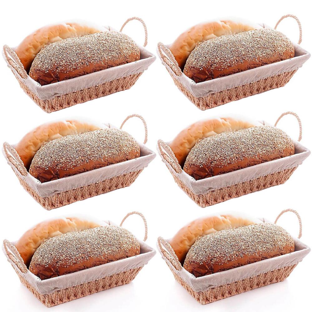 Kit 6 Cestas Papel 29x12cm Servir Pães Restaurantes Forro Tecido Frutas Decoração Retangulares Wolff