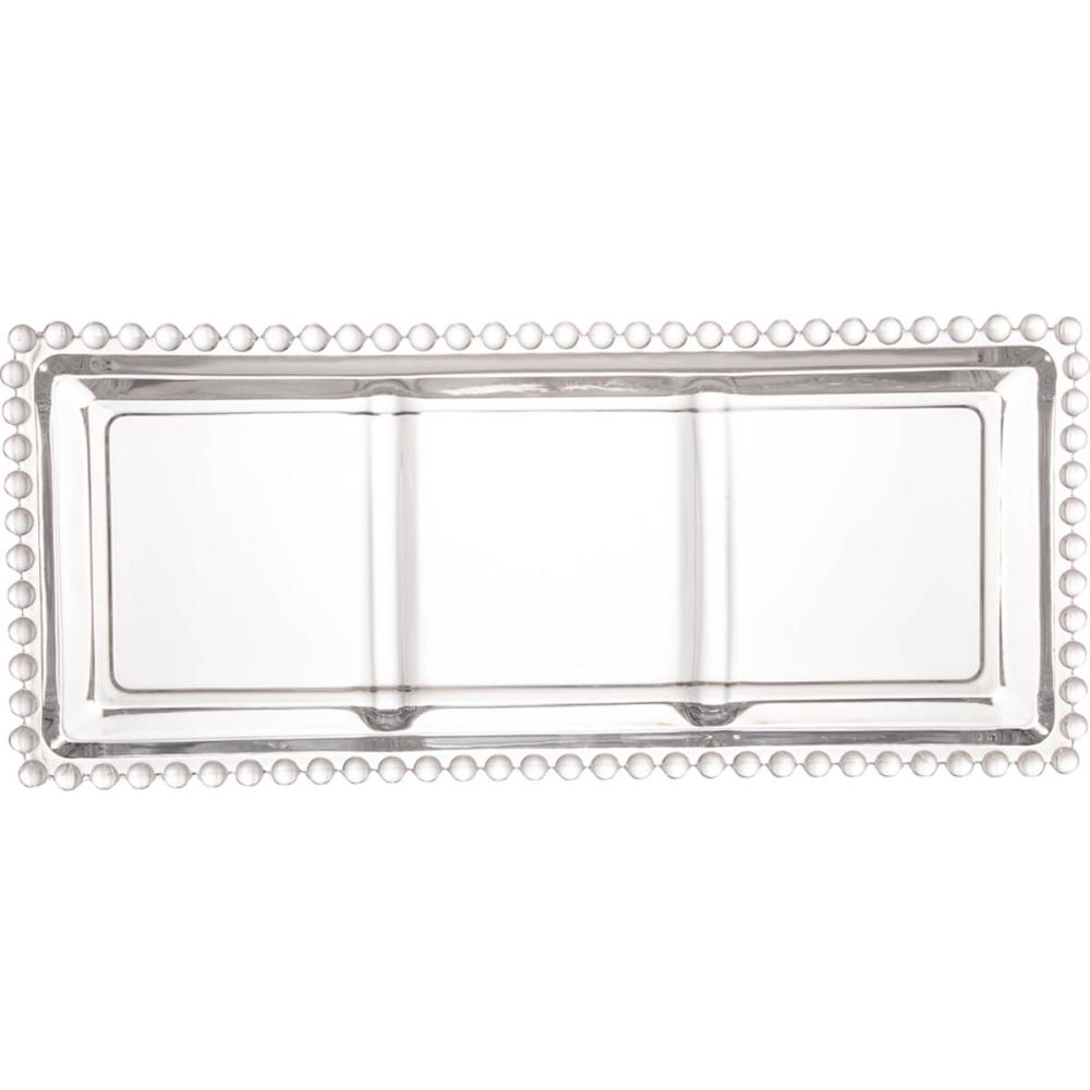 Kit 6 Petisqueiras Cristal Wolff Pearl 3 Divisórias 30x13cm
