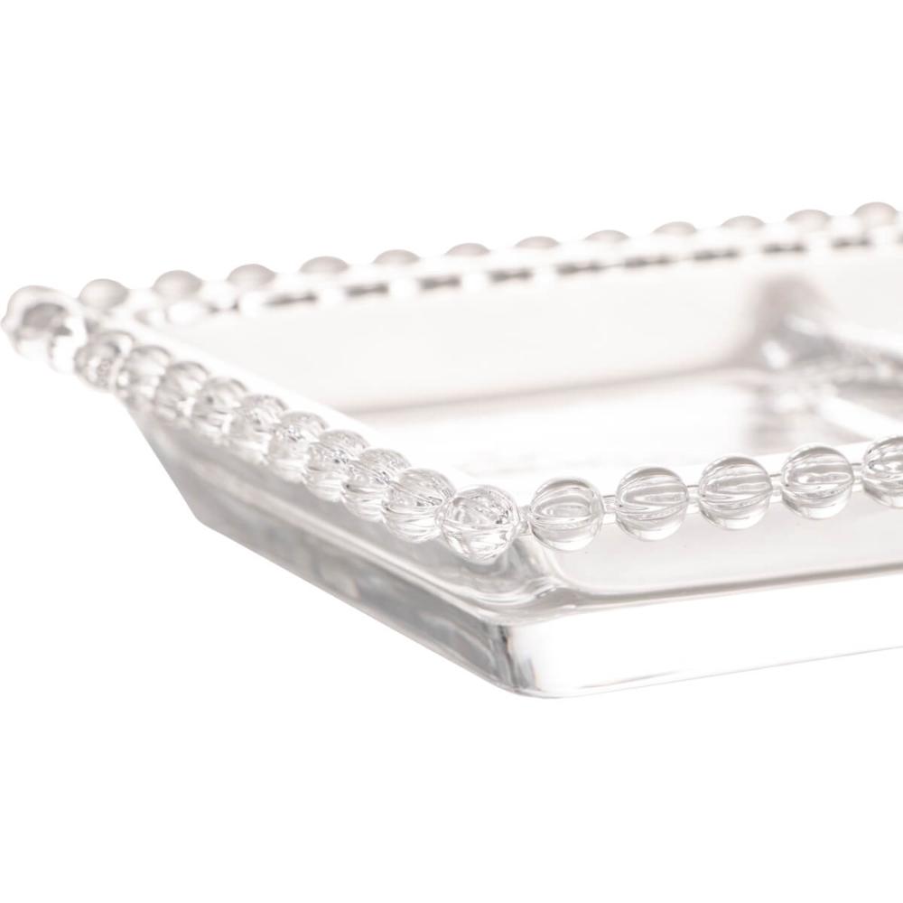 Kit 6 Petisqueiras Cristal Wolff Pearl 3 Divisórias 30x13cm