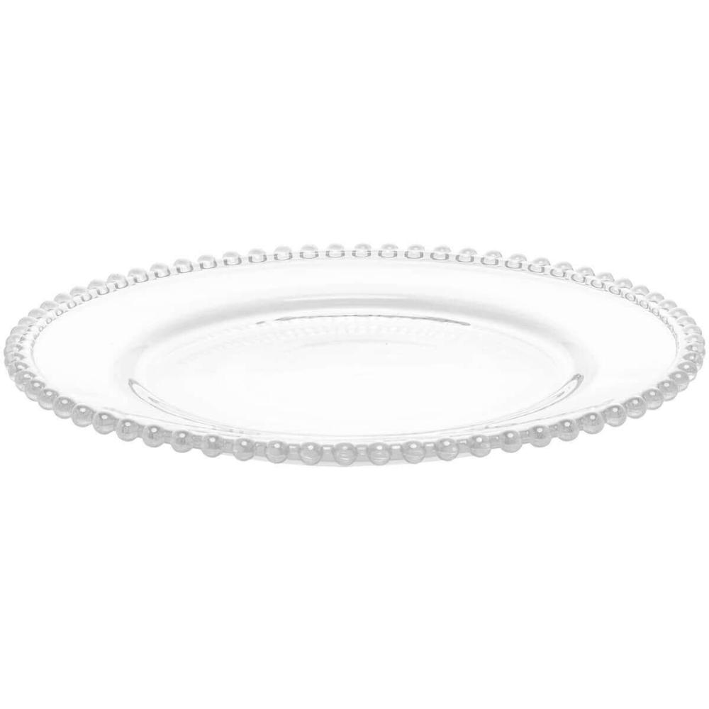 Kit 6 Pratos Rasos de Cristal Pearl Wolff 28cm Redondo Borda