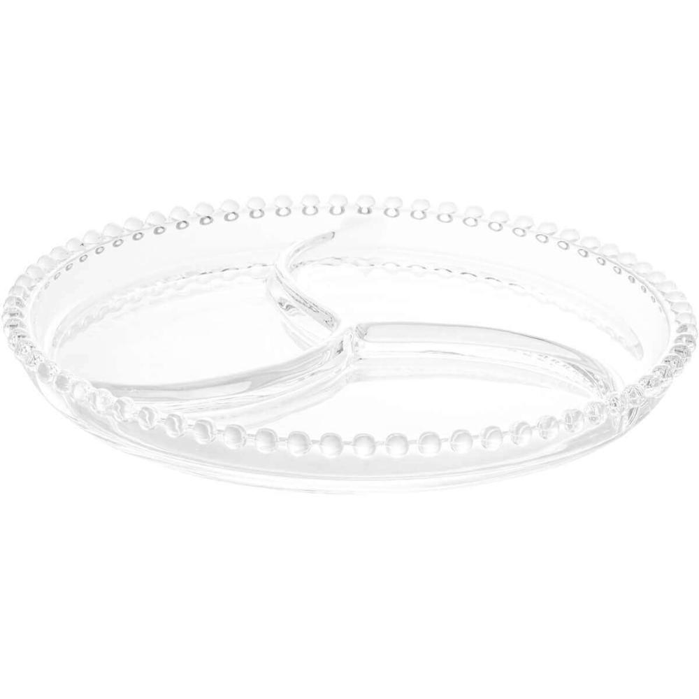 Kit 8 Petisqueiras De Cristal 23cm Wolff Pearl 3 Divisórias Doces Aperitivos Mesa Posta