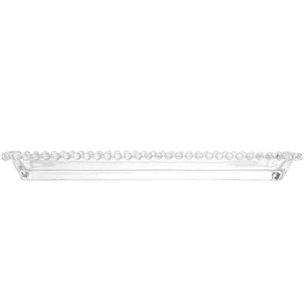 Kit 8 Travessas Cristal Pearl Wolff 30x13x3cm para Servir Frios Pães Doces Retangular Bandeja