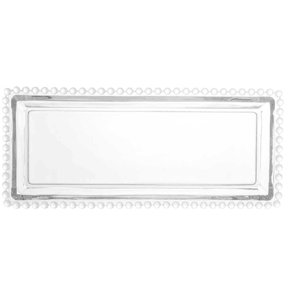 Kit 8 Travessas Cristal Pearl Wolff 30x13x3cm para Servir Frios Pães Doces Retangular Bandeja